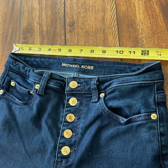 Michael Kors Button Fly Blue Jeans size 6 High Waisted Skinny Stretch Denim - Picture 10 of 14
